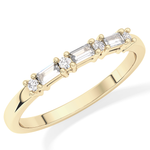 Half Eternity Wedding Band with 0.22 TCW Round and Baguette Cut Moissanite – Yellow, White, or Rose Gold