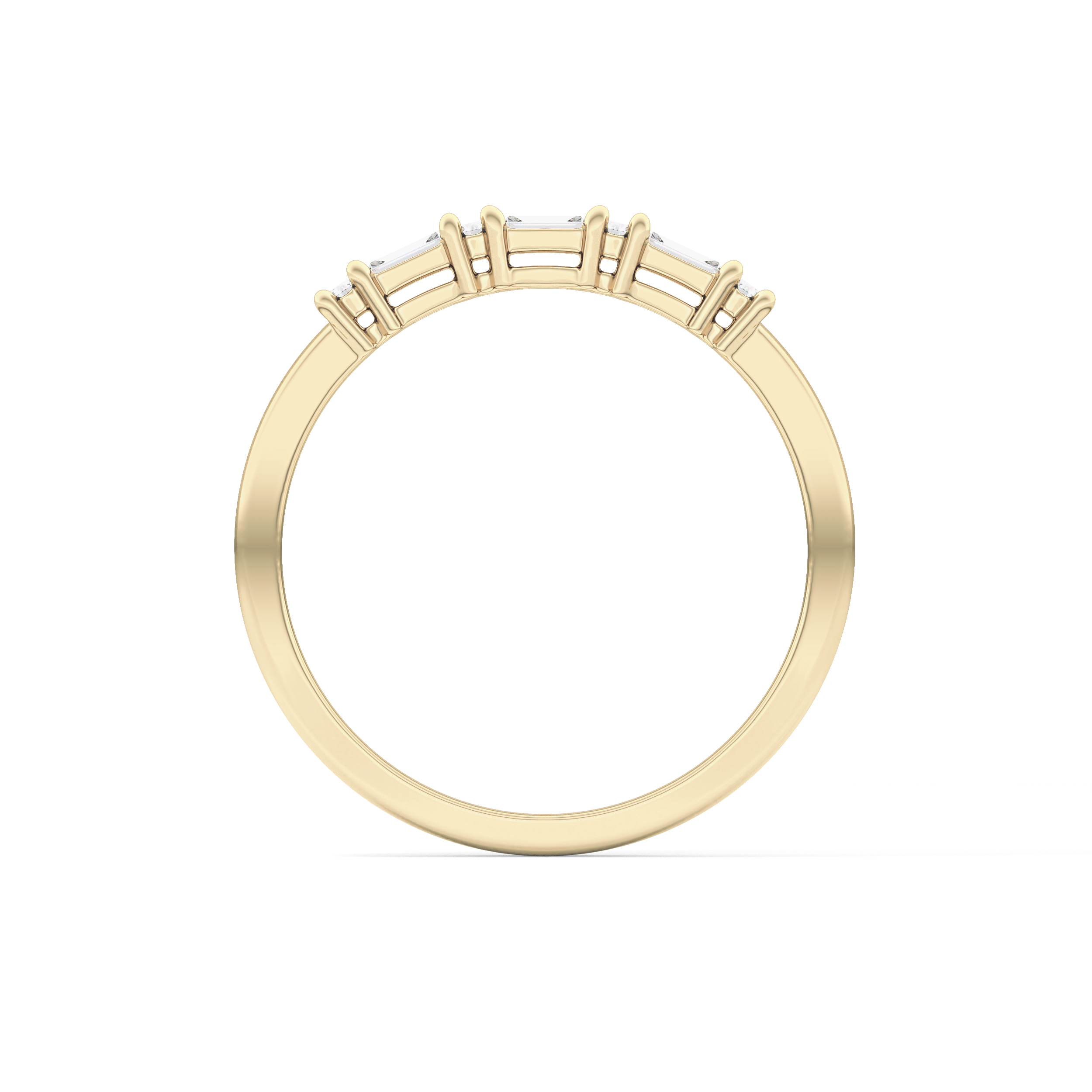 Half Eternity Wedding Band with 0.22 TCW Round and Baguette Cut Moissanite – Yellow, White, or Rose Gold