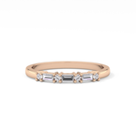 Half Eternity Wedding Band with 0.22 TCW Round and Baguette Cut Moissanite – Yellow, White, or Rose Gold