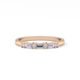 Half Eternity Wedding Band with 0.22 TCW Round and Baguette Cut Moissanite – Yellow, White, or Rose Gold