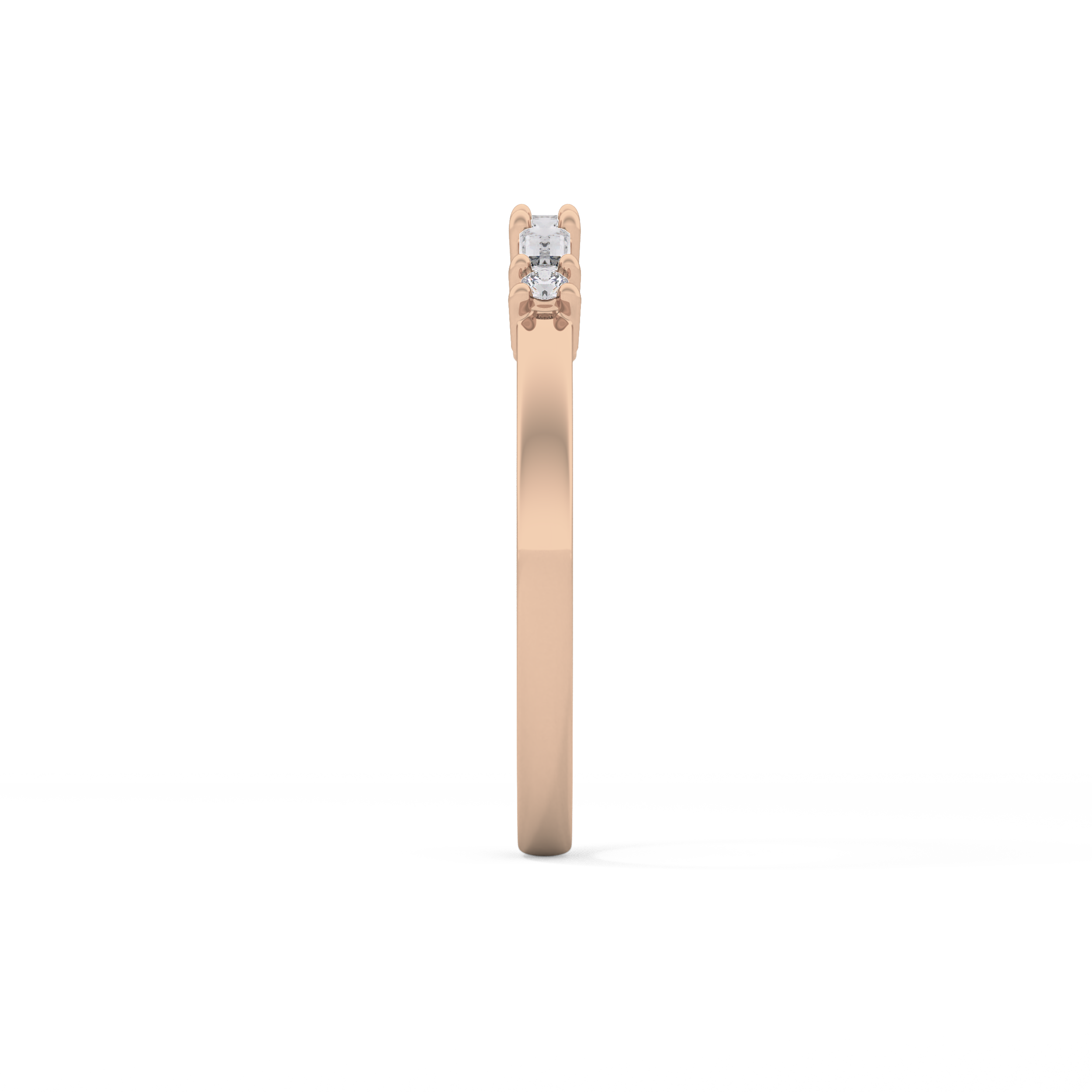 Half Eternity Wedding Band with 0.22 TCW Round and Baguette Cut Moissanite – Yellow, White, or Rose Gold