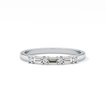 Half Eternity Wedding Band with 0.22 TCW Round and Baguette Cut Moissanite – Yellow, White, or Rose Gold