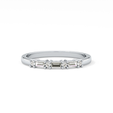 Half Eternity Wedding Band with 0.22 TCW Round and Baguette Cut Moissanite – Yellow, White, or Rose Gold