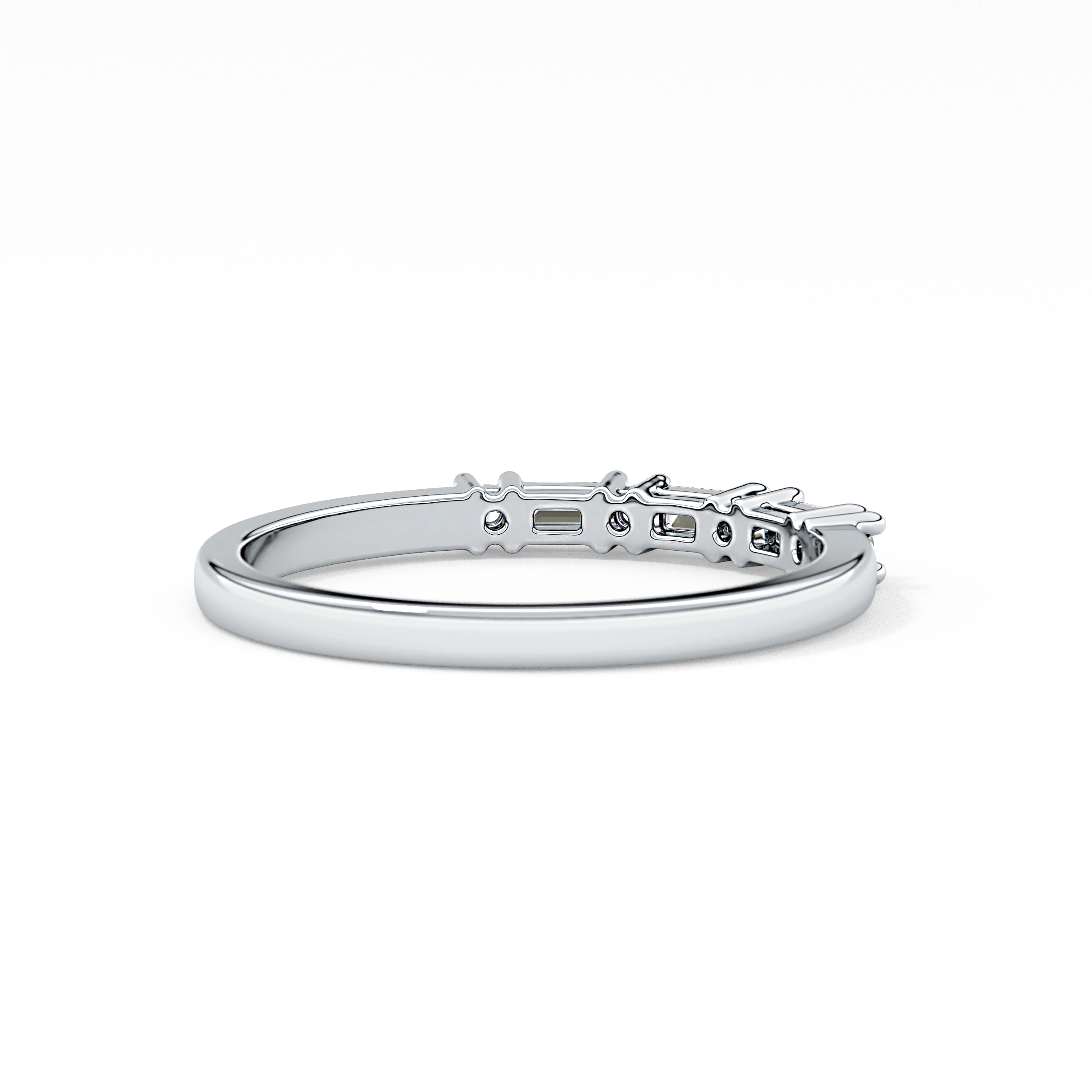 Half Eternity Wedding Band with 0.22 TCW Round and Baguette Cut Moissanite – Yellow, White, or Rose Gold