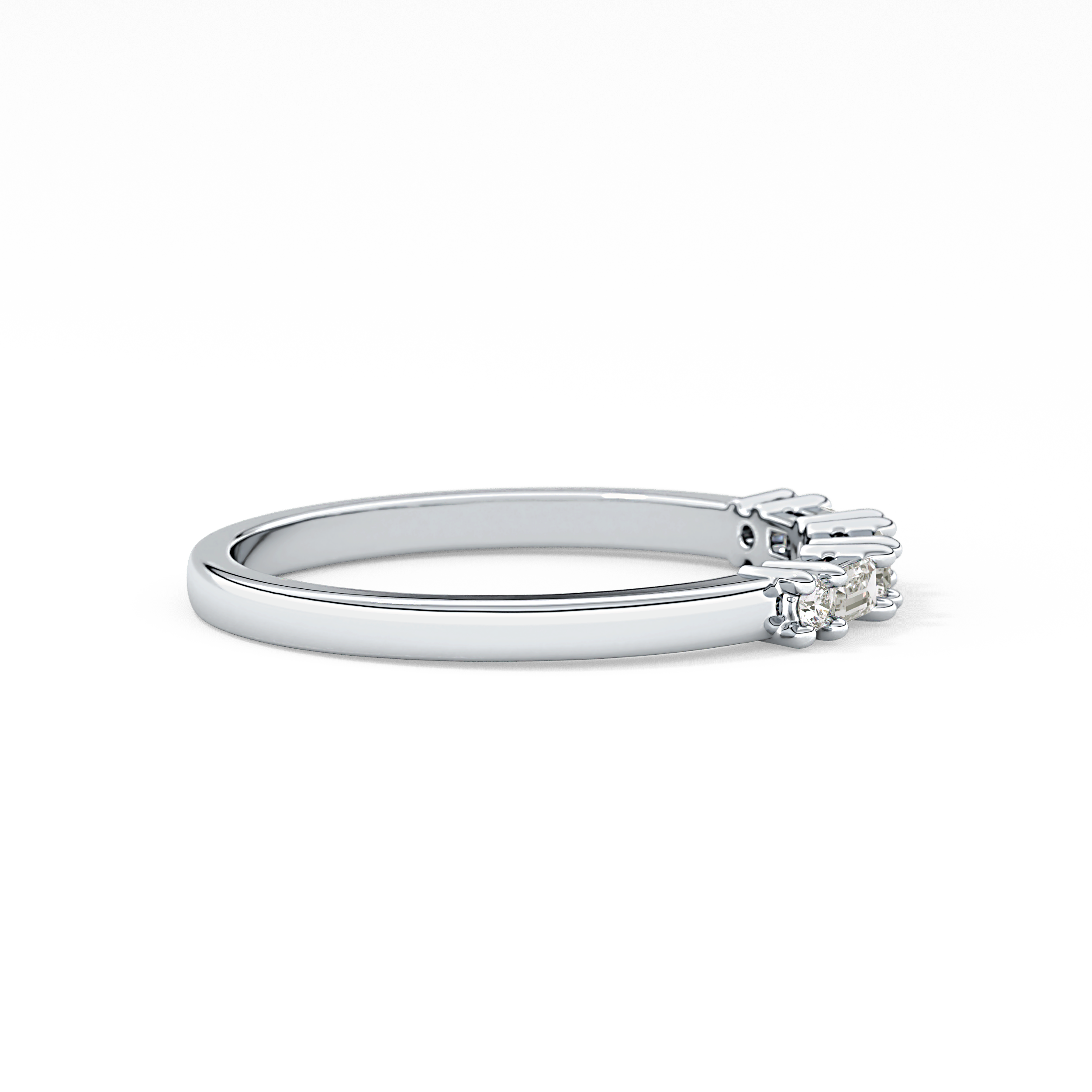 Half Eternity Wedding Band with 0.22 TCW Round and Baguette Cut Moissanite – Yellow, White, or Rose Gold