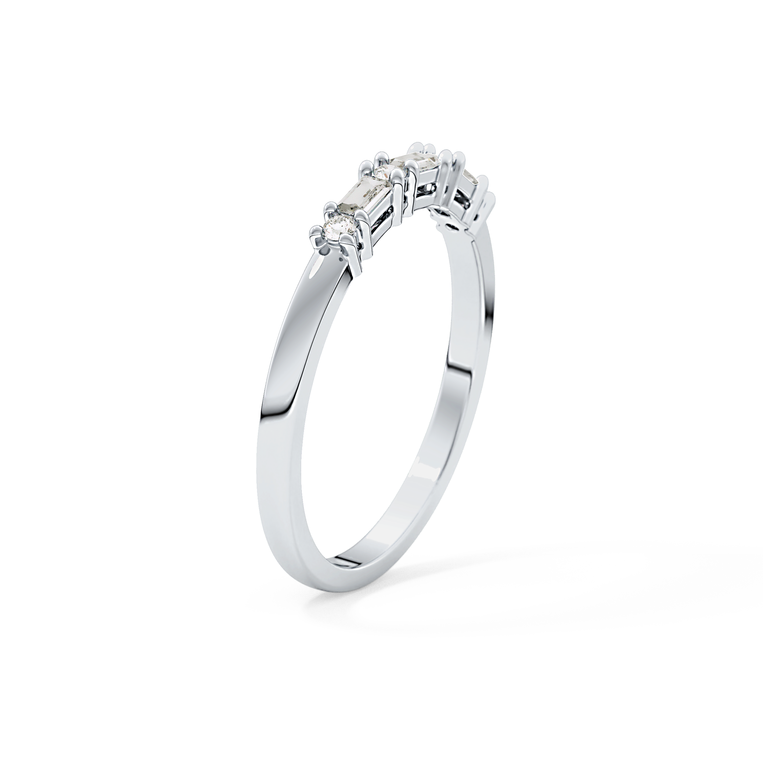 Half Eternity Wedding Band with 0.22 TCW Round and Baguette Cut Moissanite – Yellow, White, or Rose Gold