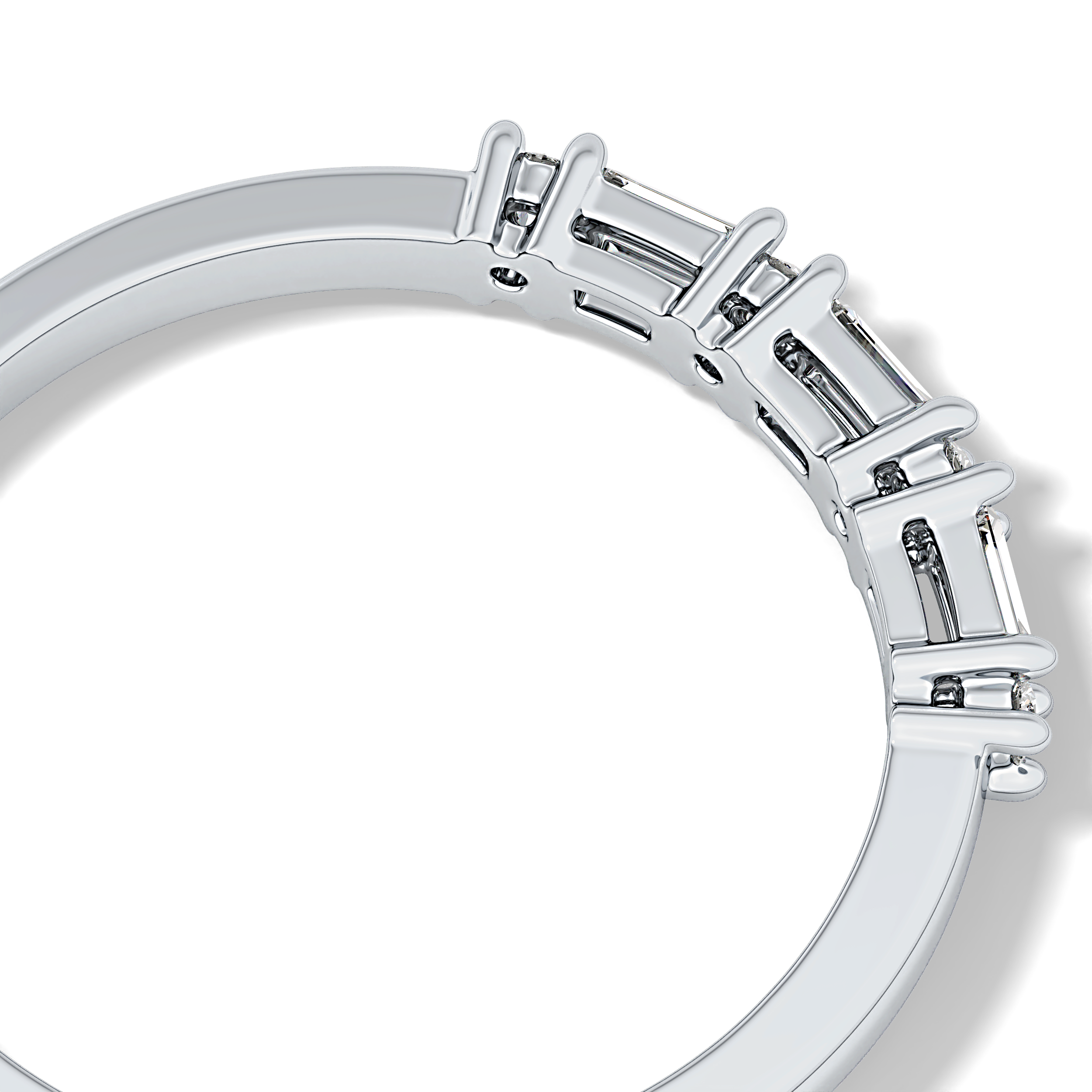 Half Eternity Wedding Band with 0.22 TCW Round and Baguette Cut Moissanite – Yellow, White, or Rose Gold