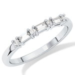 Half Eternity Wedding Band with 0.22 TCW Round and Baguette Cut Moissanite – Yellow, White, or Rose Gold