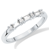 Half Eternity Wedding Band with 0.22 TCW Round and Baguette Cut Moissanite – Yellow, White, or Rose Gold
