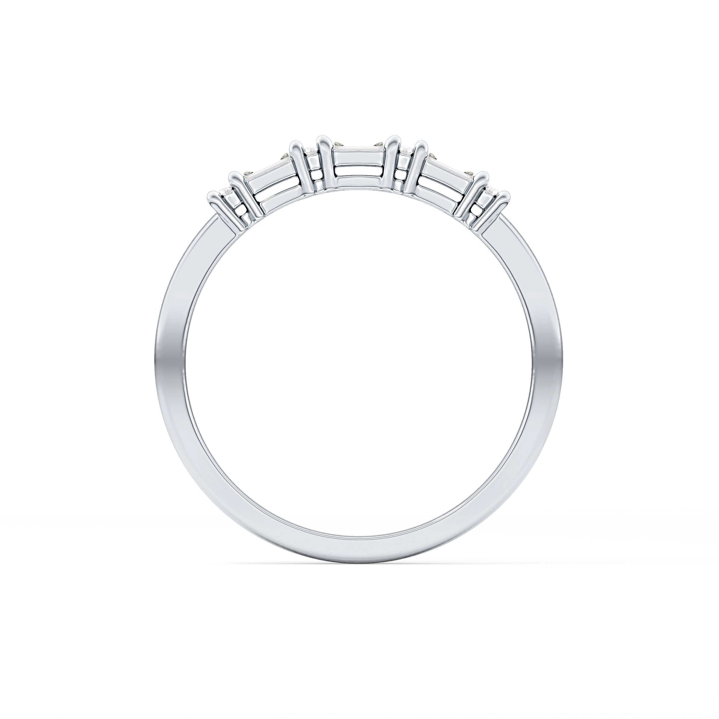 Half Eternity Wedding Band with 0.22 TCW Round and Baguette Cut Moissanite – Yellow, White, or Rose Gold