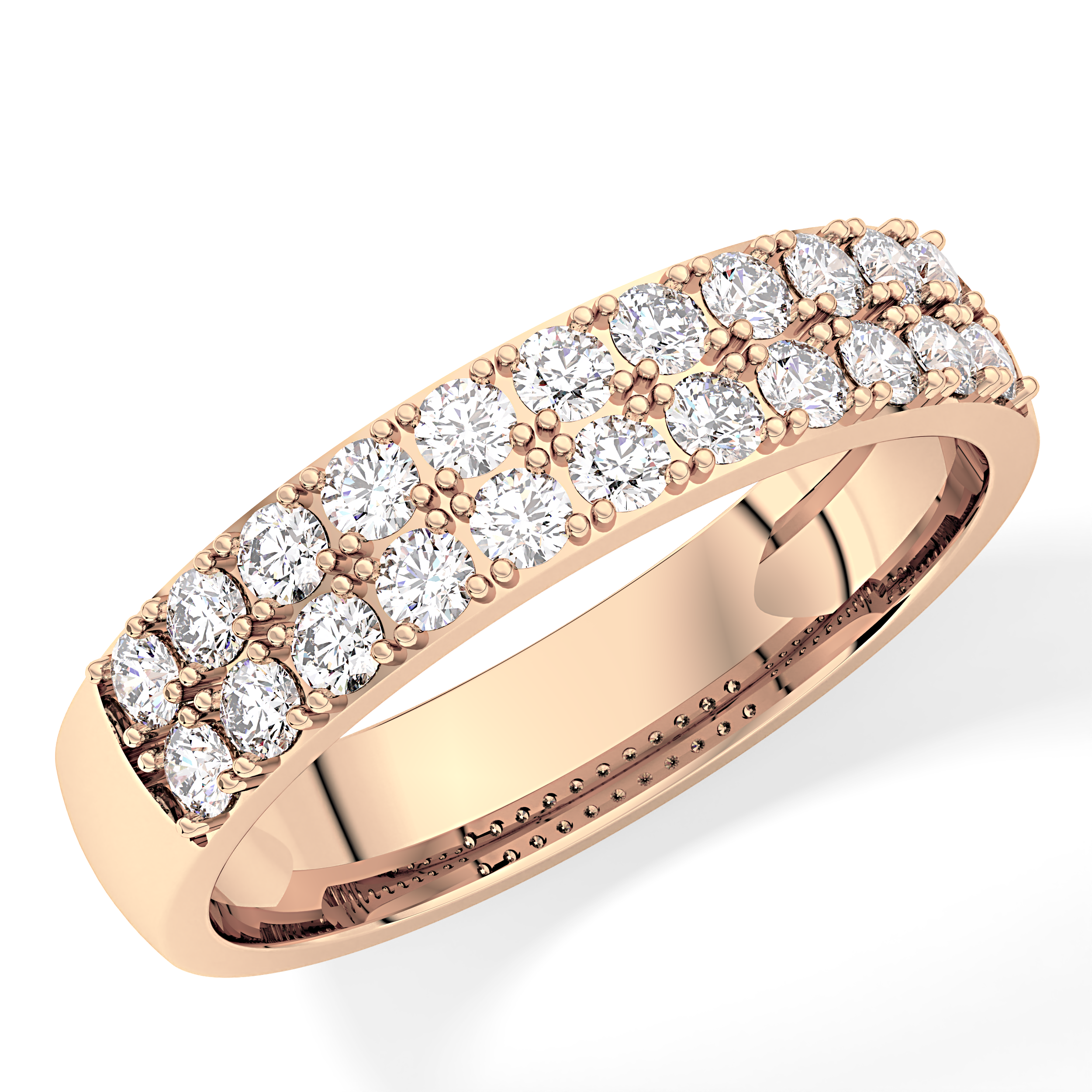 Half Eternity Wedding Band with 0.77 TCW Round Cut Moissanite – Yellow, White, or Rose Gold