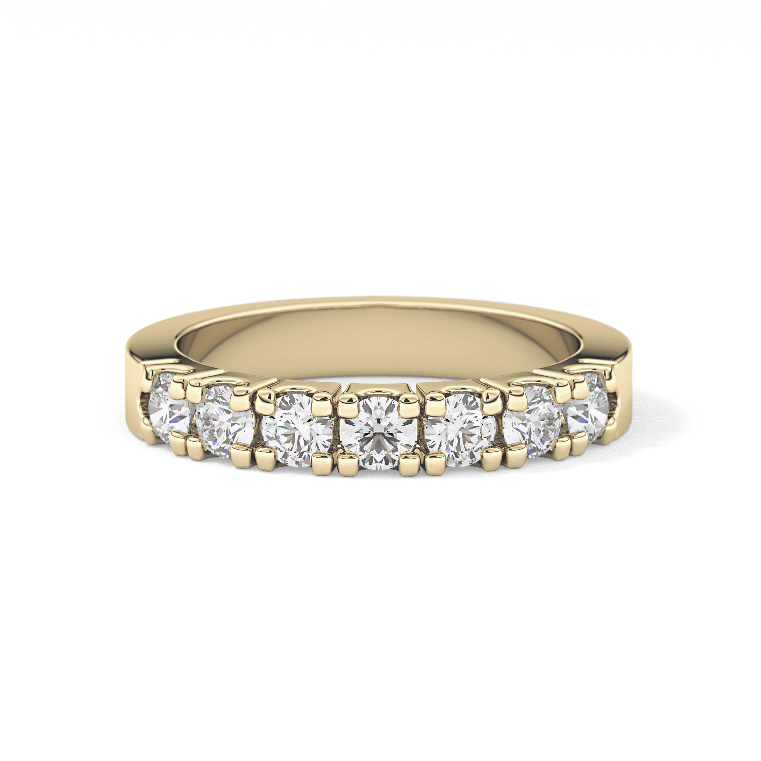 Half Eternity Wedding Band with 1.03 TCW Round Cut Moissanite – Yellow, White, or Rose Gold