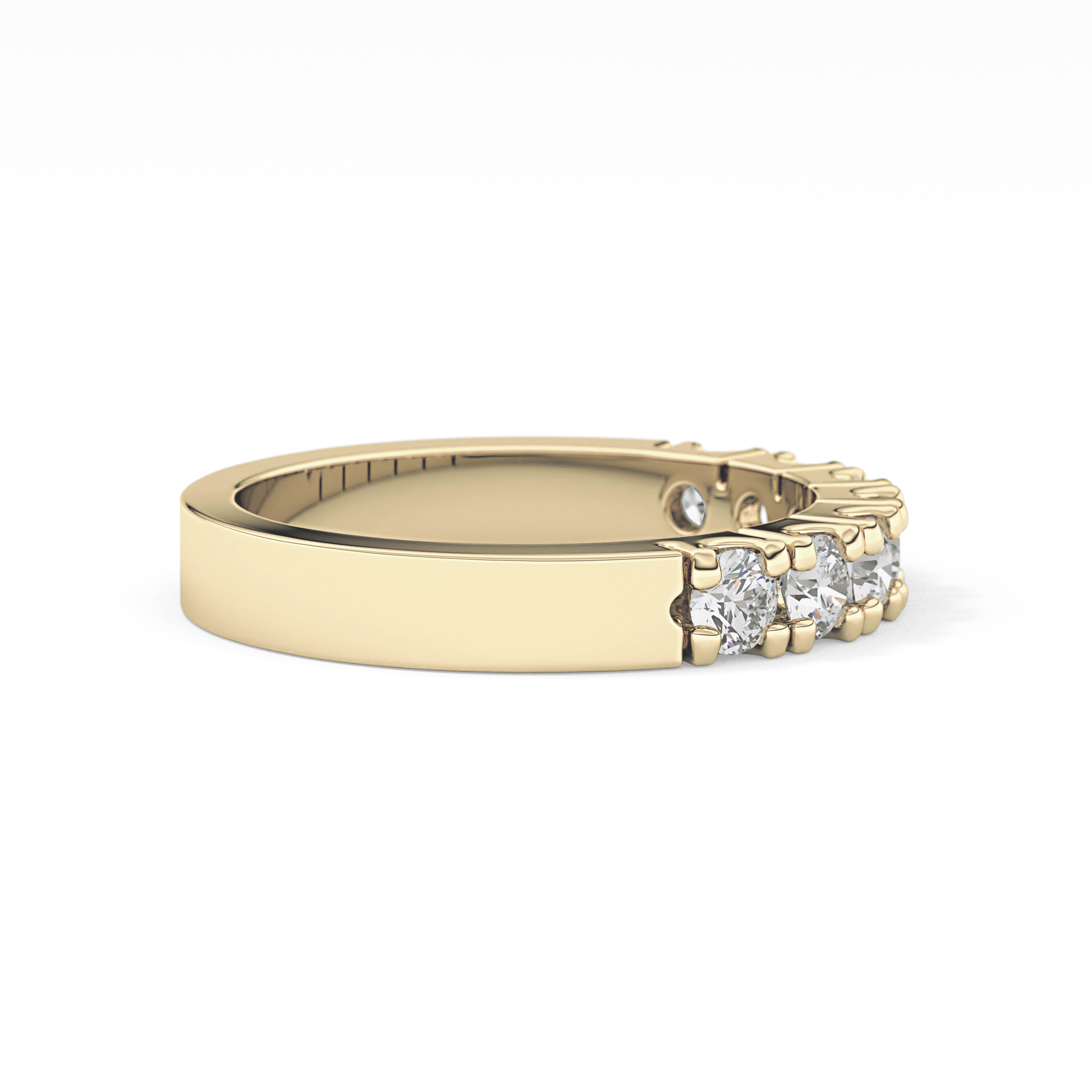 Half Eternity Wedding Band with 1.03 TCW Round Cut Moissanite – Yellow, White, or Rose Gold