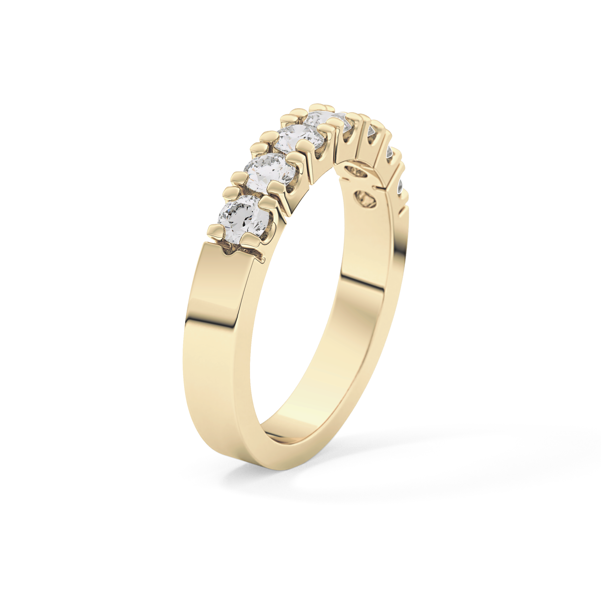 Half Eternity Wedding Band with 1.03 TCW Round Cut Moissanite – Yellow, White, or Rose Gold
