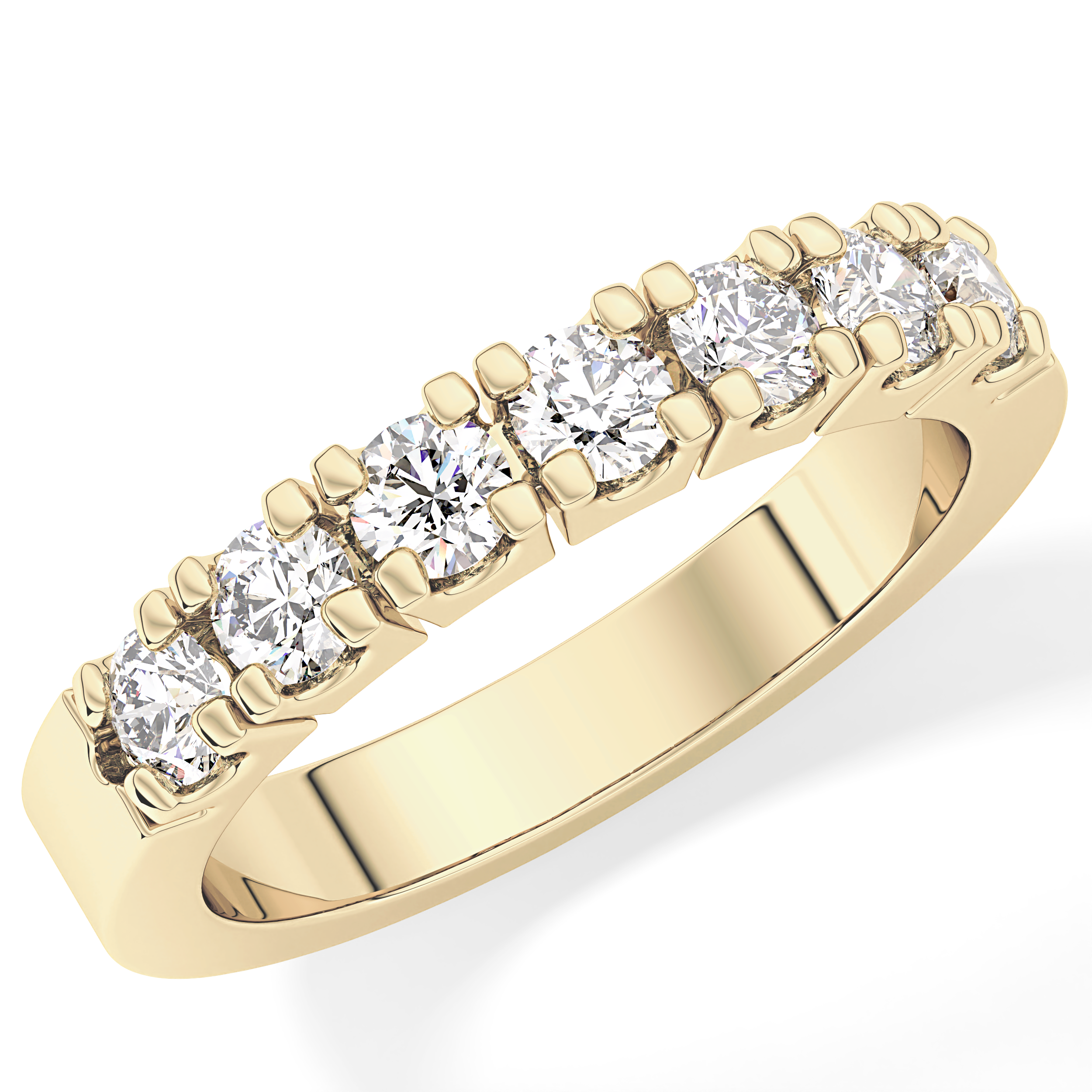 Half Eternity Wedding Band with 1.03 TCW Round Cut Moissanite – Yellow, White, or Rose Gold