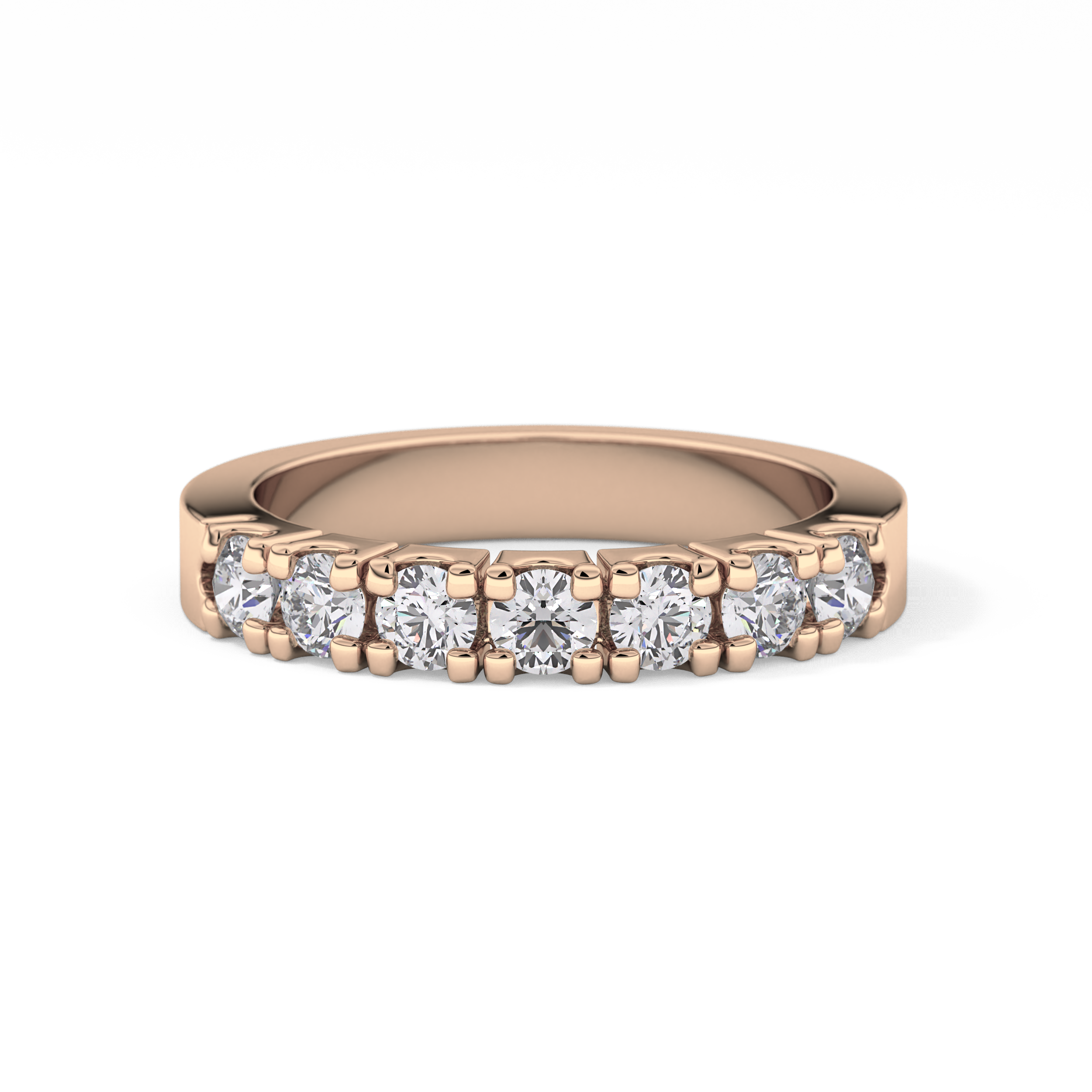 Half Eternity Wedding Band with 1.03 TCW Round Cut Moissanite – Yellow, White, or Rose Gold