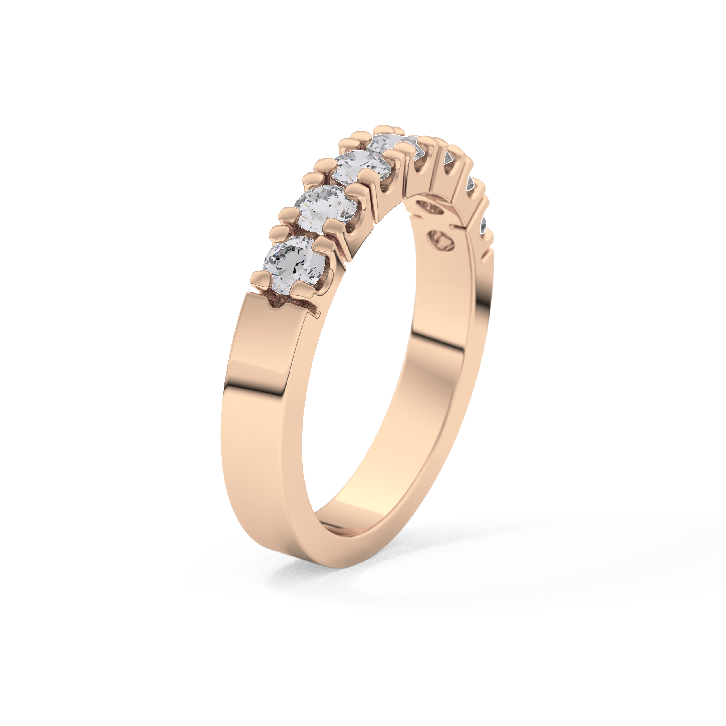 Half Eternity Wedding Band with 1.03 TCW Round Cut Moissanite – Yellow, White, or Rose Gold