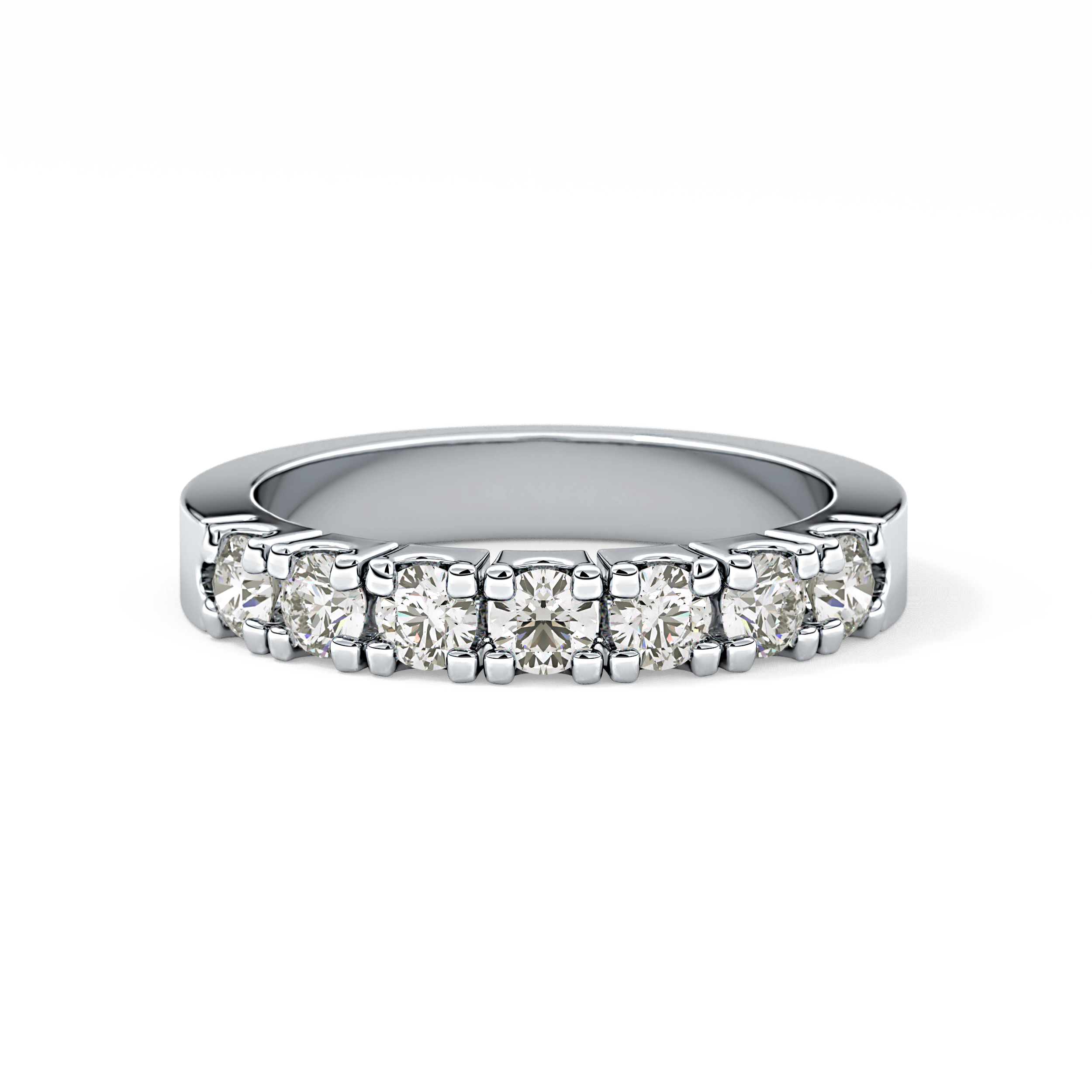 Half Eternity Wedding Band with 1.03 TCW Round Cut Moissanite – Yellow, White, or Rose Gold