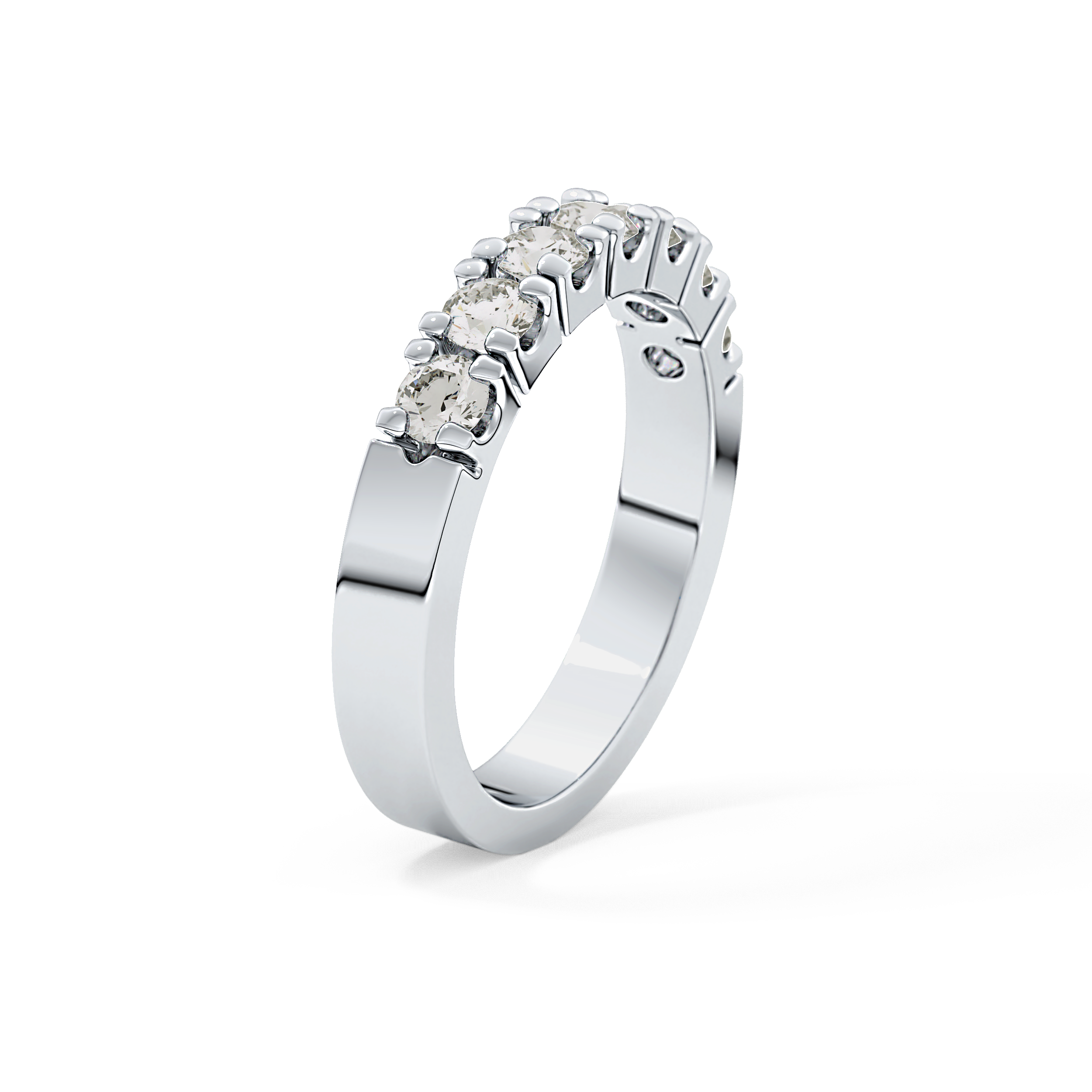 Half Eternity Wedding Band with 1.03 TCW Round Cut Moissanite – Yellow, White, or Rose Gold