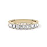 Half Eternity Wedding Band with 1.42 TCW Emerald Cut Moissanite – Yellow, White, or Rose Gold