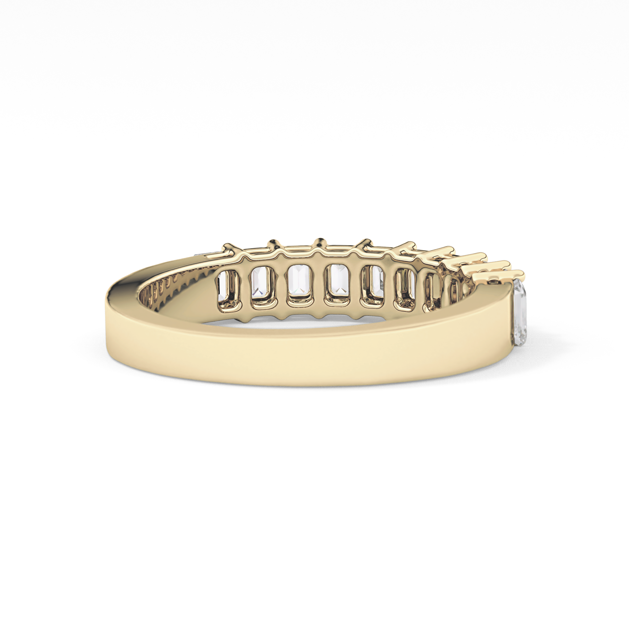 Half Eternity Wedding Band with 1.42 TCW Emerald Cut Moissanite – Yellow, White, or Rose Gold