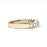 Half Eternity Wedding Band with 1.42 TCW Emerald Cut Moissanite – Yellow, White, or Rose Gold