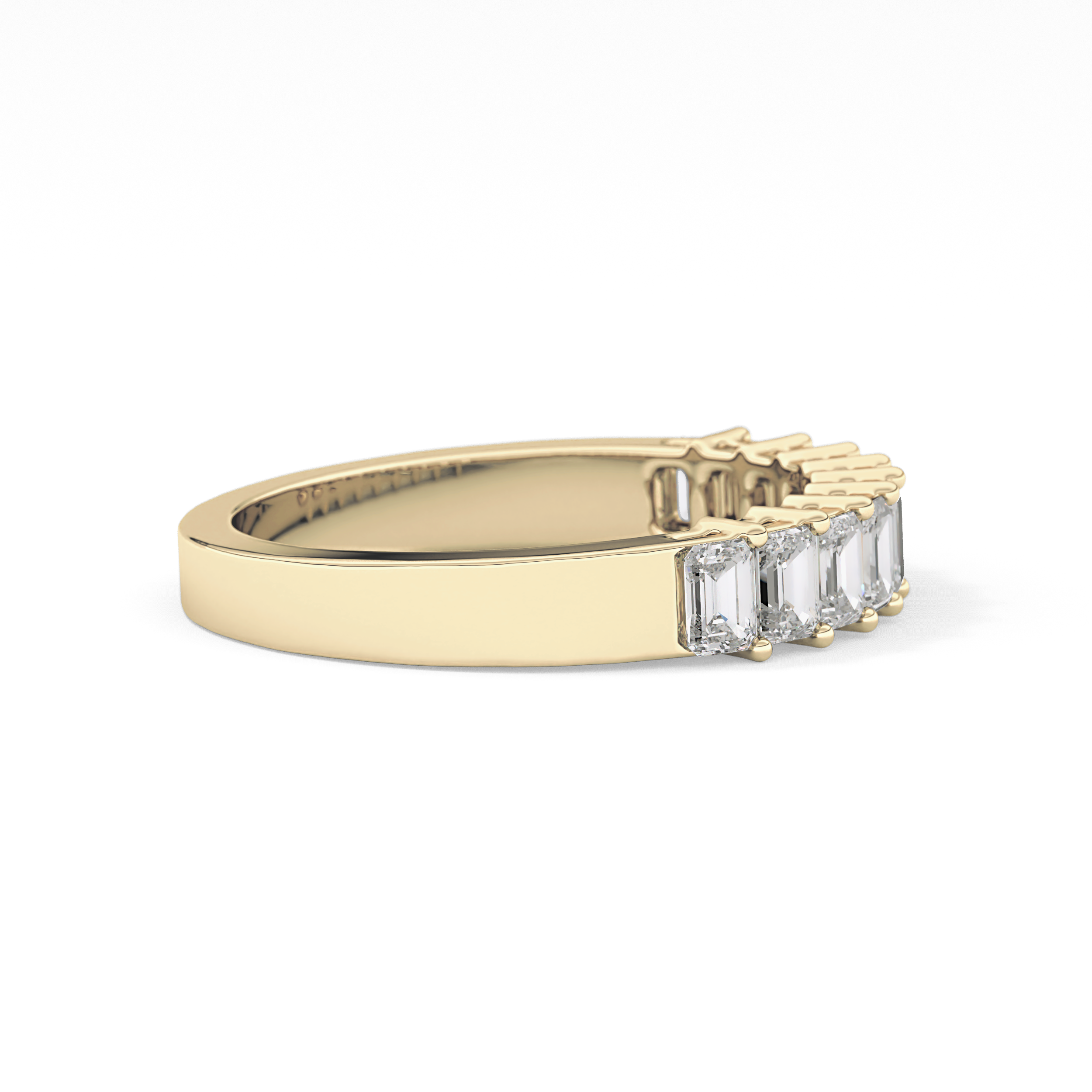 Half Eternity Wedding Band with 1.42 TCW Emerald Cut Moissanite – Yellow, White, or Rose Gold