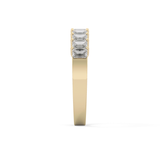 Half Eternity Wedding Band with 1.42 TCW Emerald Cut Moissanite – Yellow, White, or Rose Gold