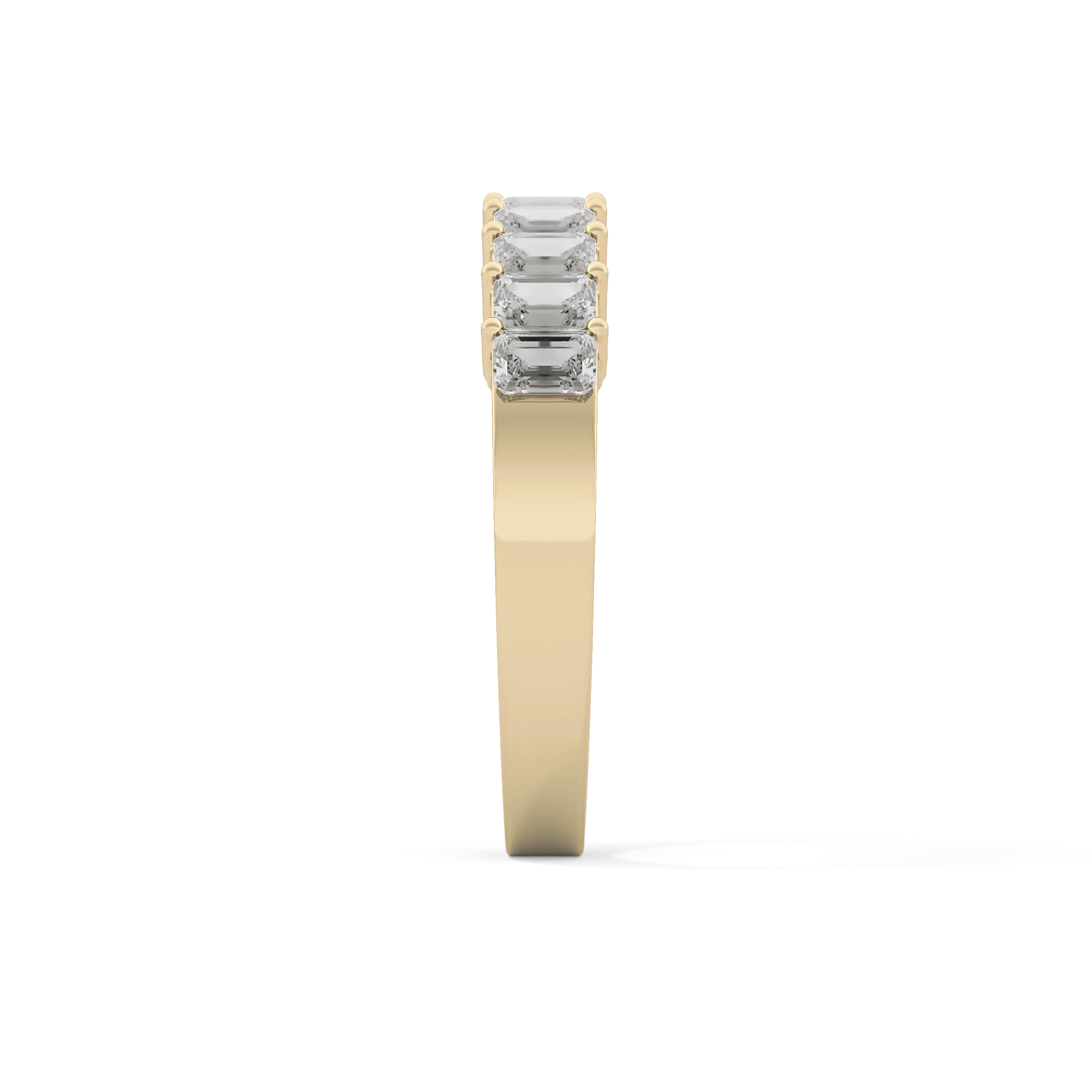 Half Eternity Wedding Band with 1.42 TCW Emerald Cut Moissanite – Yellow, White, or Rose Gold
