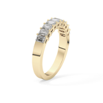 Half Eternity Wedding Band with 1.42 TCW Emerald Cut Moissanite – Yellow, White, or Rose Gold