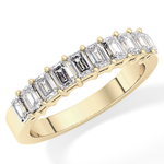 Half Eternity Wedding Band with 1.42 TCW Emerald Cut Moissanite – Yellow, White, or Rose Gold