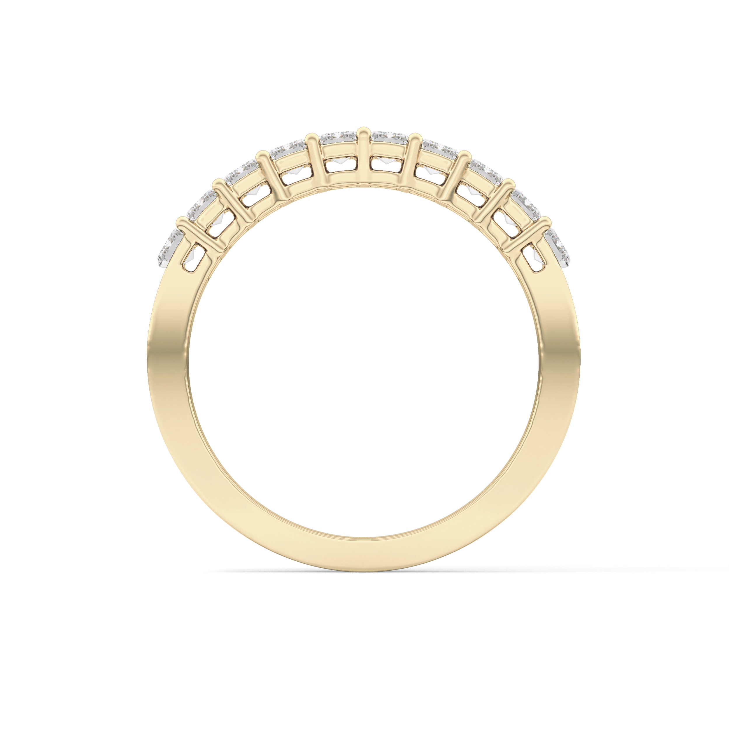 Half Eternity Wedding Band with 1.42 TCW Emerald Cut Moissanite – Yellow, White, or Rose Gold