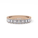 Half Eternity Wedding Band with 1.42 TCW Emerald Cut Moissanite – Yellow, White, or Rose Gold