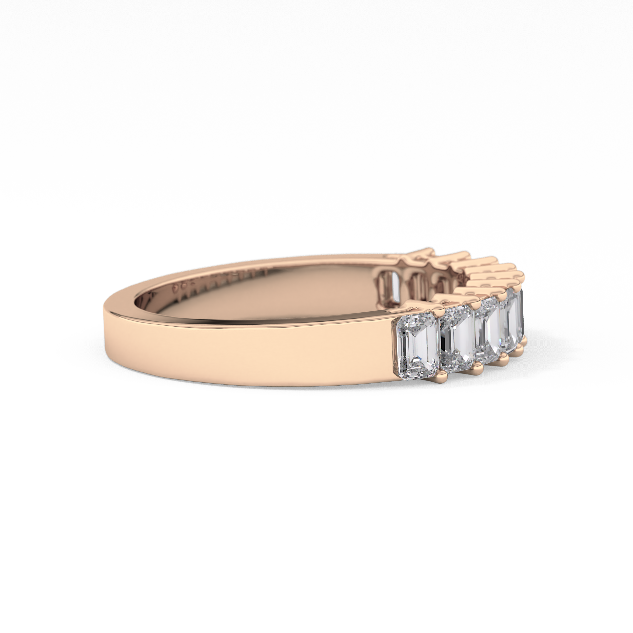 Half Eternity Wedding Band with 1.42 TCW Emerald Cut Moissanite – Yellow, White, or Rose Gold
