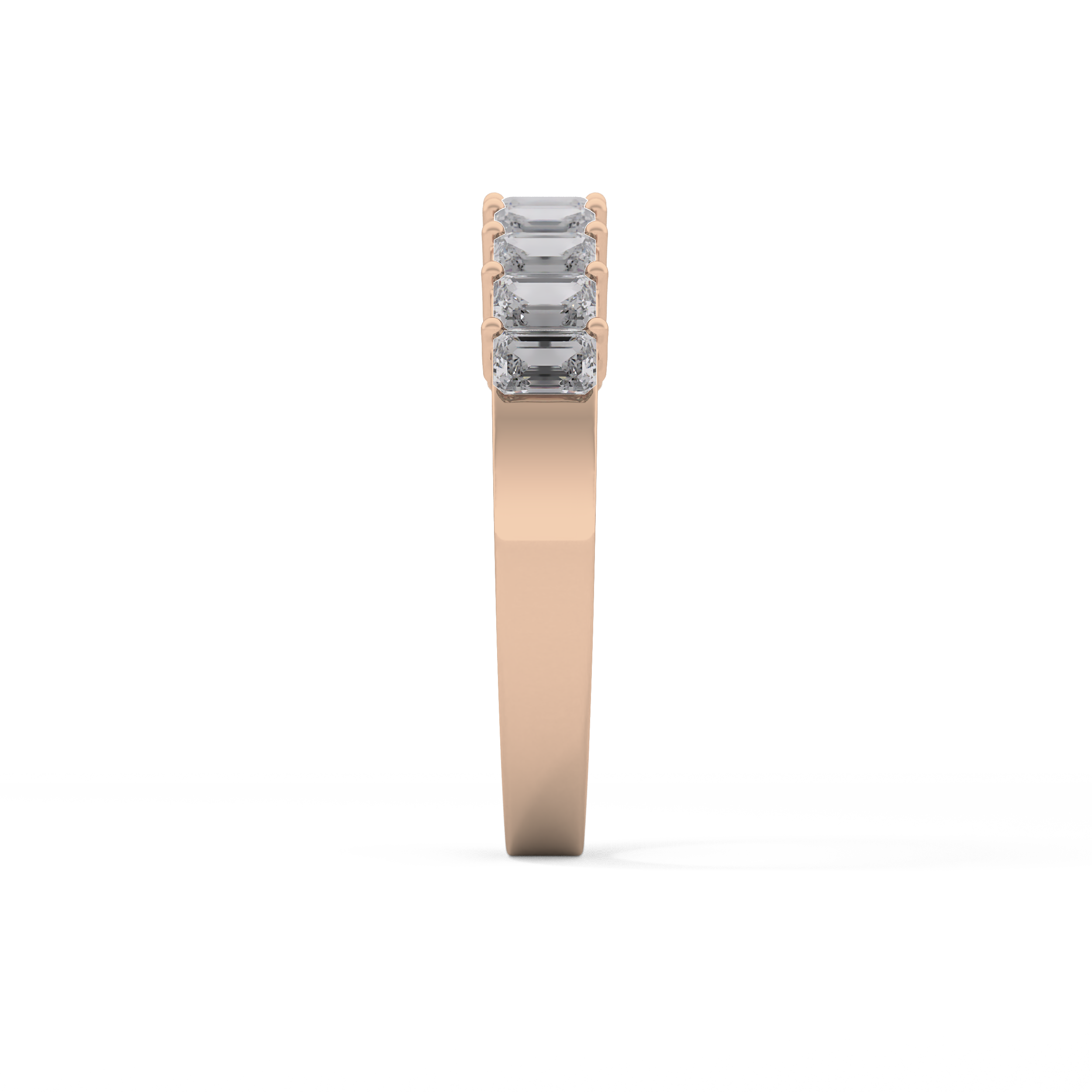 Half Eternity Wedding Band with 1.42 TCW Emerald Cut Moissanite – Yellow, White, or Rose Gold