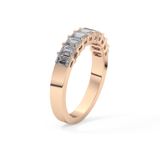 Half Eternity Wedding Band with 1.42 TCW Emerald Cut Moissanite – Yellow, White, or Rose Gold