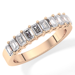 Half Eternity Wedding Band with 1.42 TCW Emerald Cut Moissanite – Yellow, White, or Rose Gold