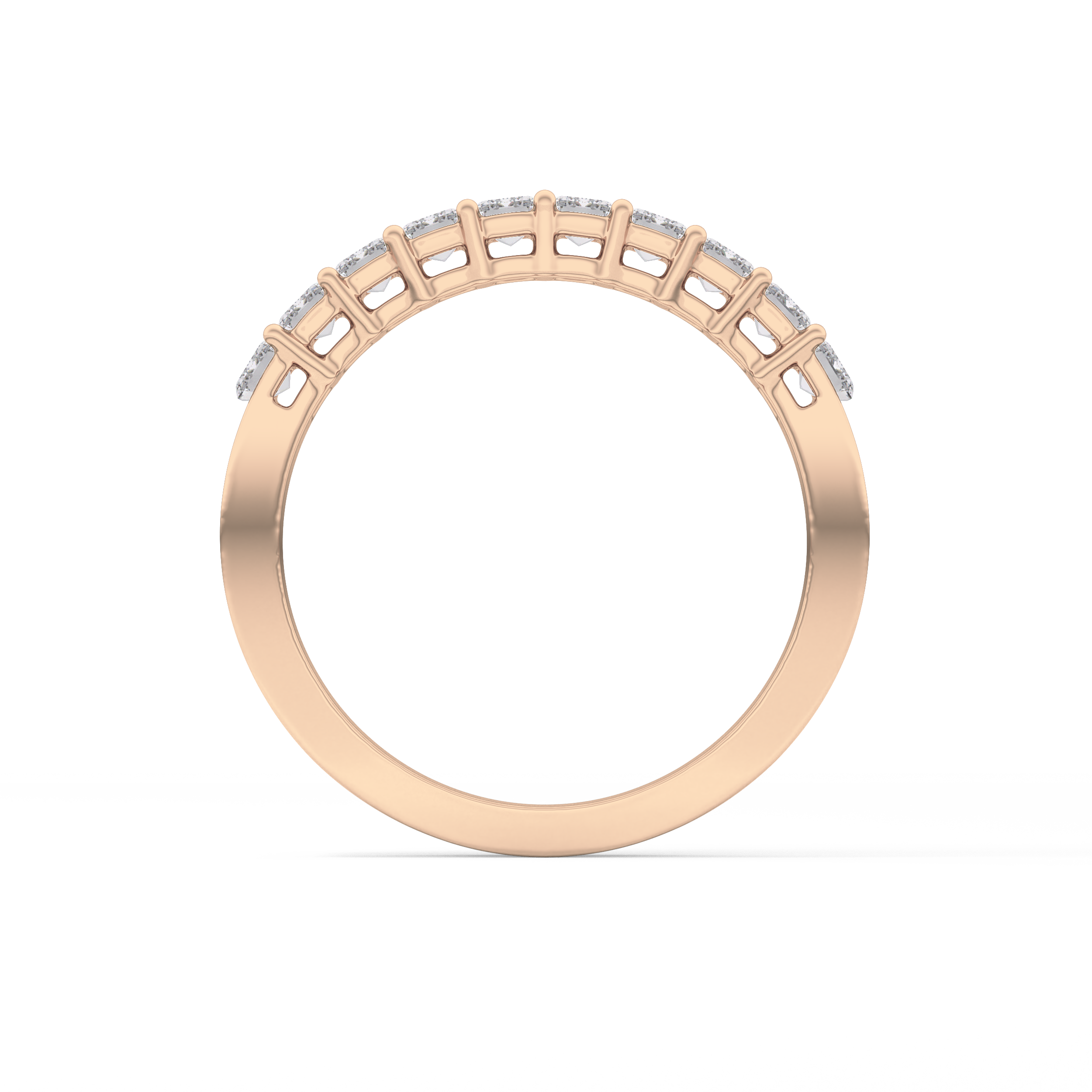 Half Eternity Wedding Band with 1.42 TCW Emerald Cut Moissanite – Yellow, White, or Rose Gold