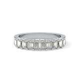 Half Eternity Wedding Band with 1.42 TCW Emerald Cut Moissanite – Yellow, White, or Rose Gold