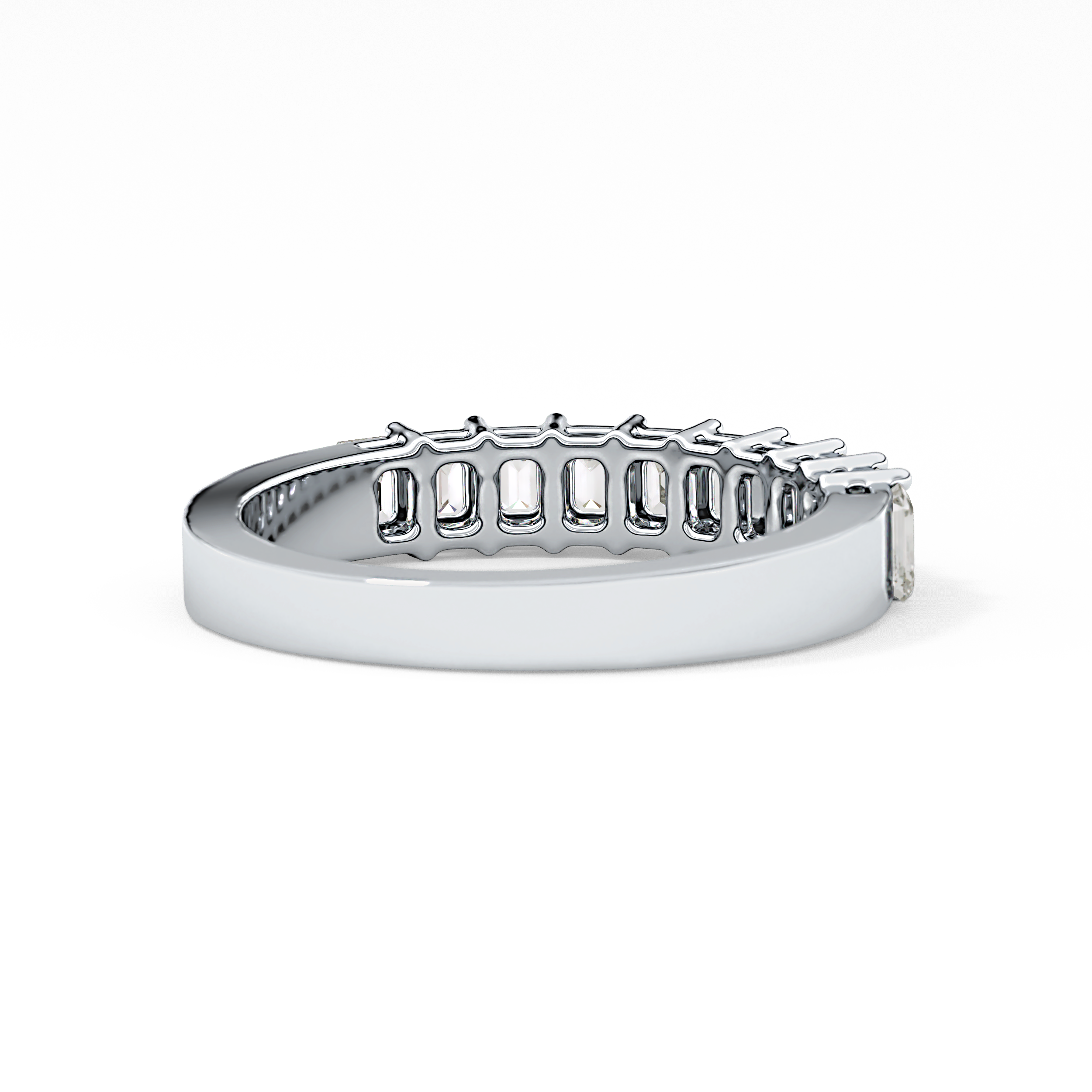 Half Eternity Wedding Band with 1.42 TCW Emerald Cut Moissanite – Yellow, White, or Rose Gold