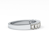 Half Eternity Wedding Band with 1.42 TCW Emerald Cut Moissanite – Yellow, White, or Rose Gold