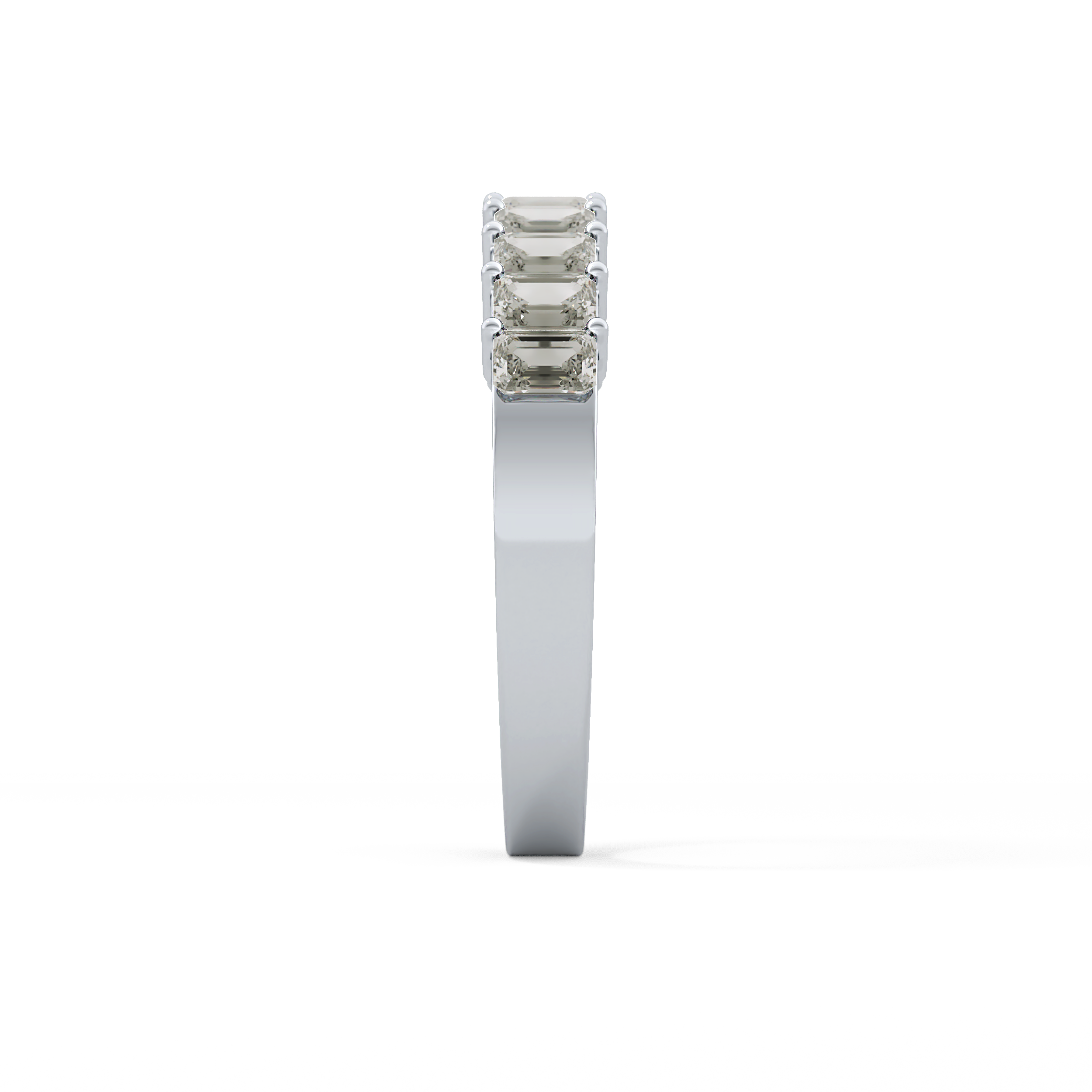 Half Eternity Wedding Band with 1.42 TCW Emerald Cut Moissanite – Yellow, White, or Rose Gold