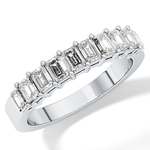 Half Eternity Wedding Band with 1.42 TCW Emerald Cut Moissanite – Yellow, White, or Rose Gold