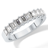 Half Eternity Wedding Band with 1.42 TCW Emerald Cut Moissanite – Yellow, White, or Rose Gold