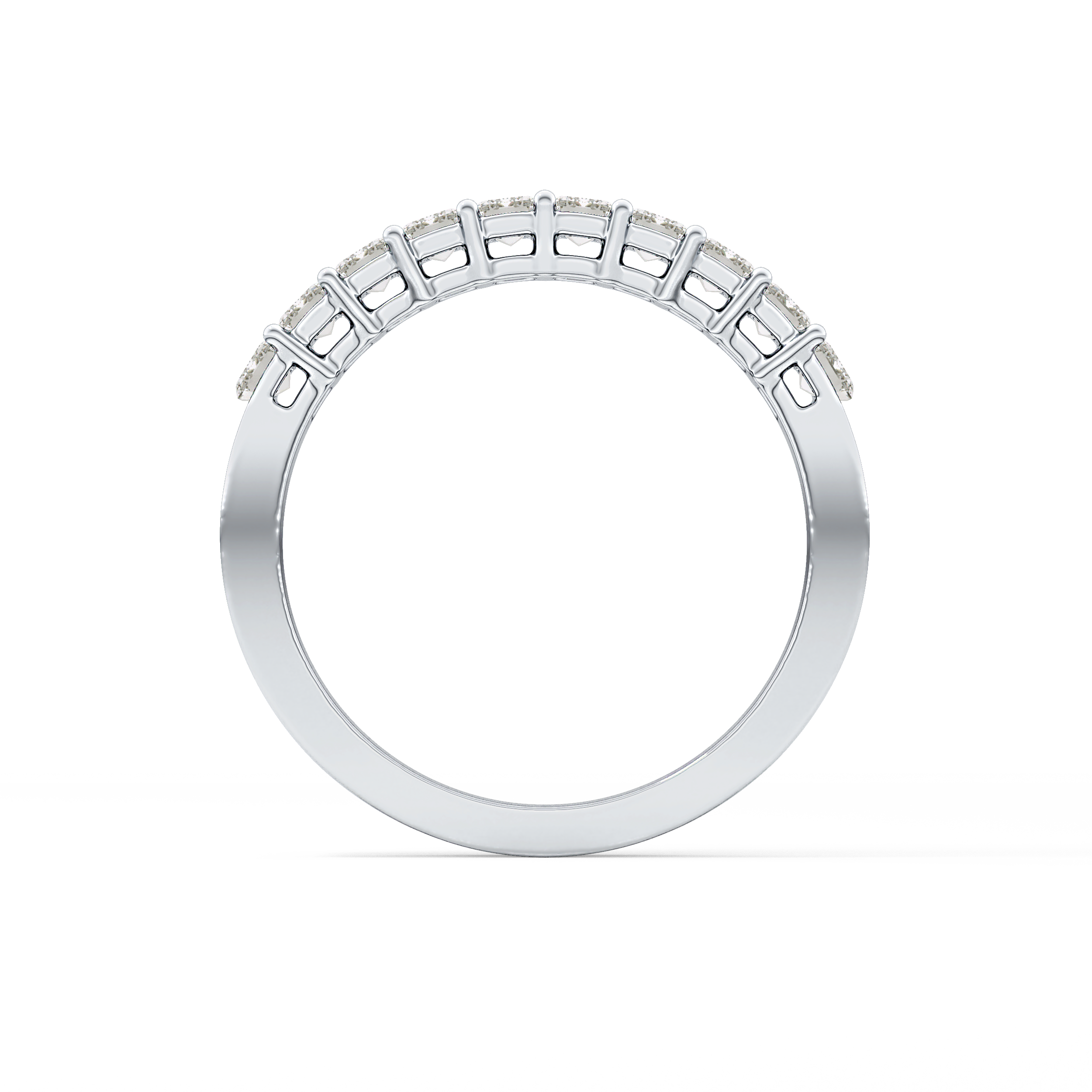 Half Eternity Wedding Band with 1.42 TCW Emerald Cut Moissanite – Yellow, White, or Rose Gold