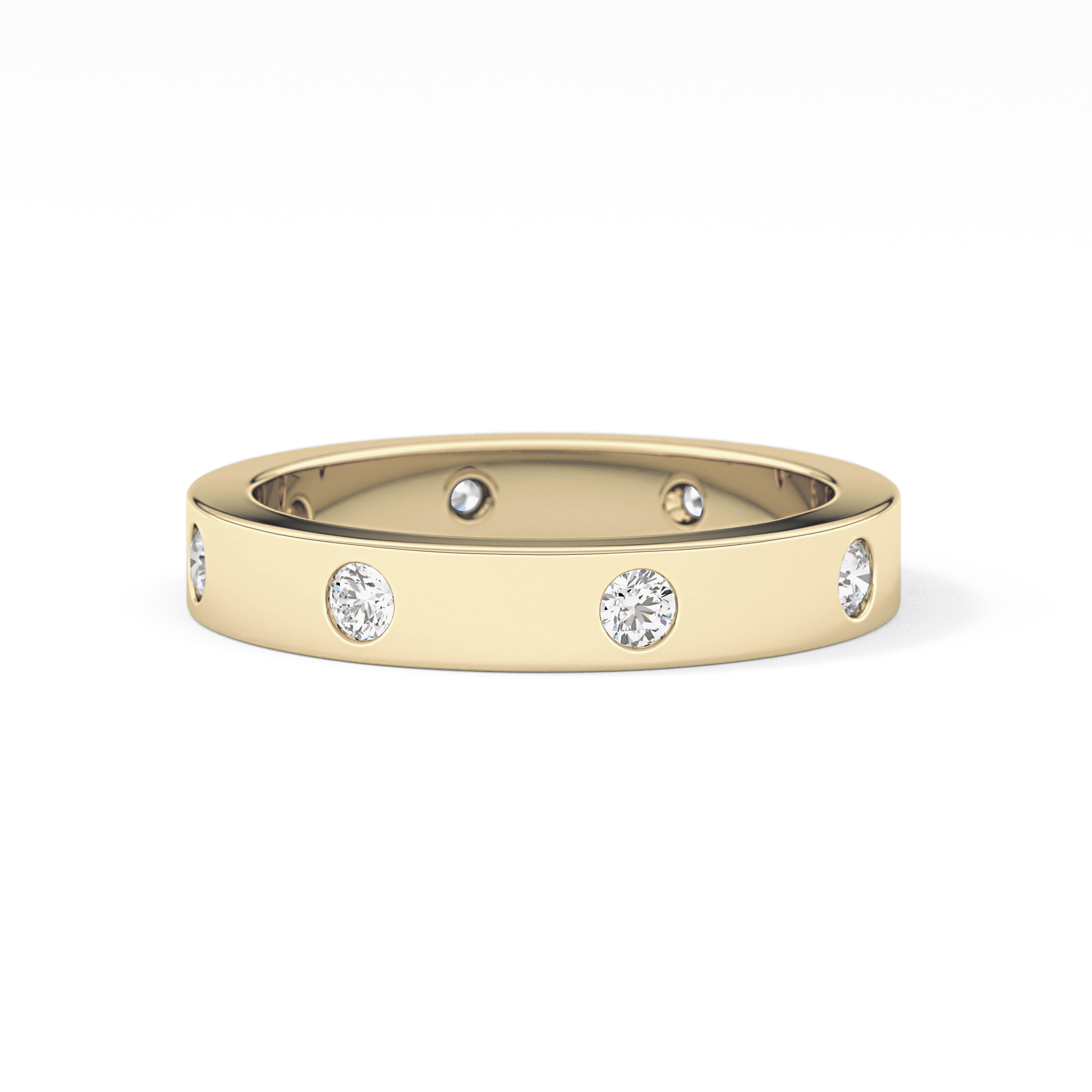 Full Eternity Dainty Wedding Band with 0.59 TCW Round Cut Moissanite – Yellow, White, or Rose Gold