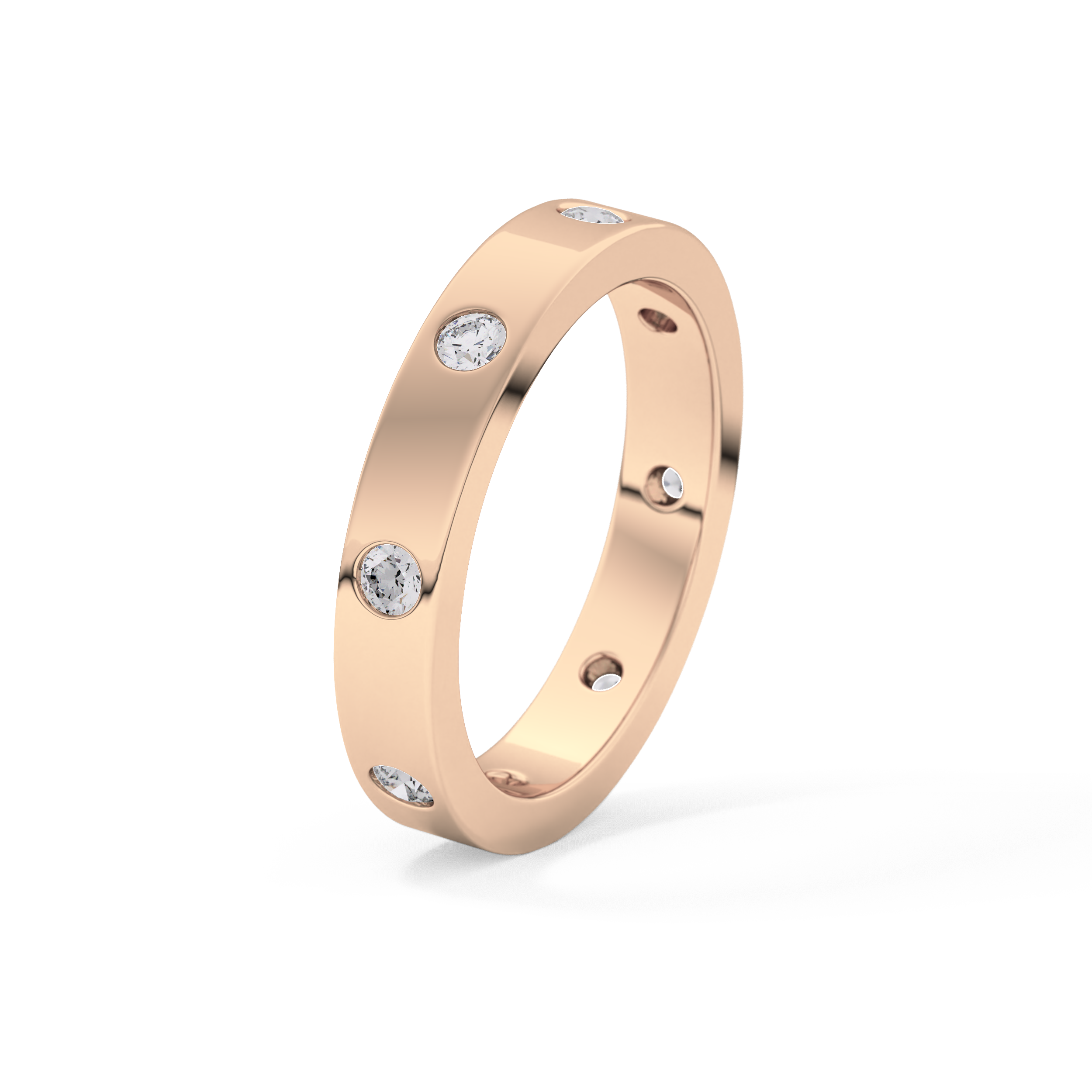 Full Eternity Dainty Wedding Band with 0.59 TCW Round Cut Moissanite – Yellow, White, or Rose Gold