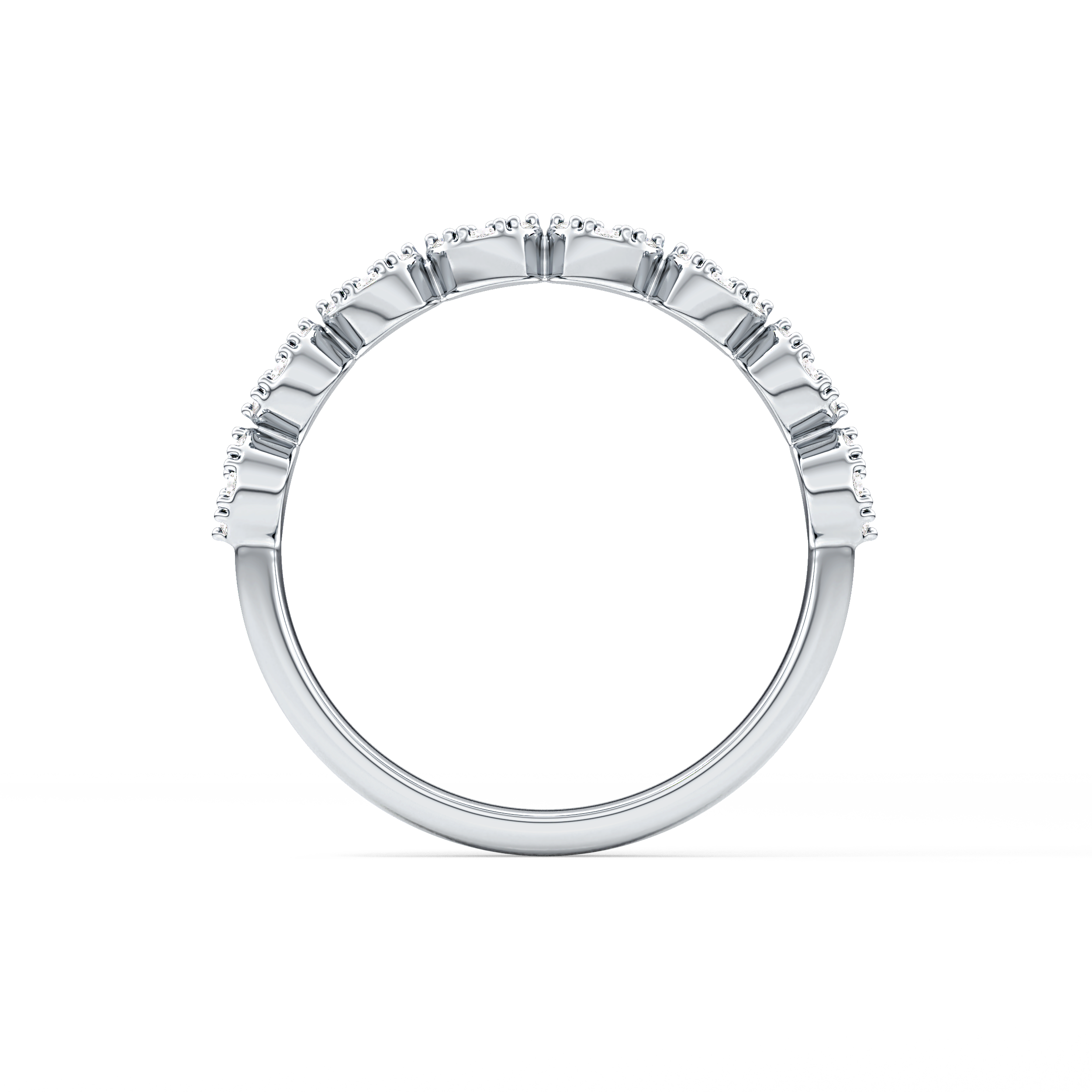 Half Eternity Wedding Band with 0.46 TCW Round Cut Moissanite – Yellow, White, or Rose Gold 9