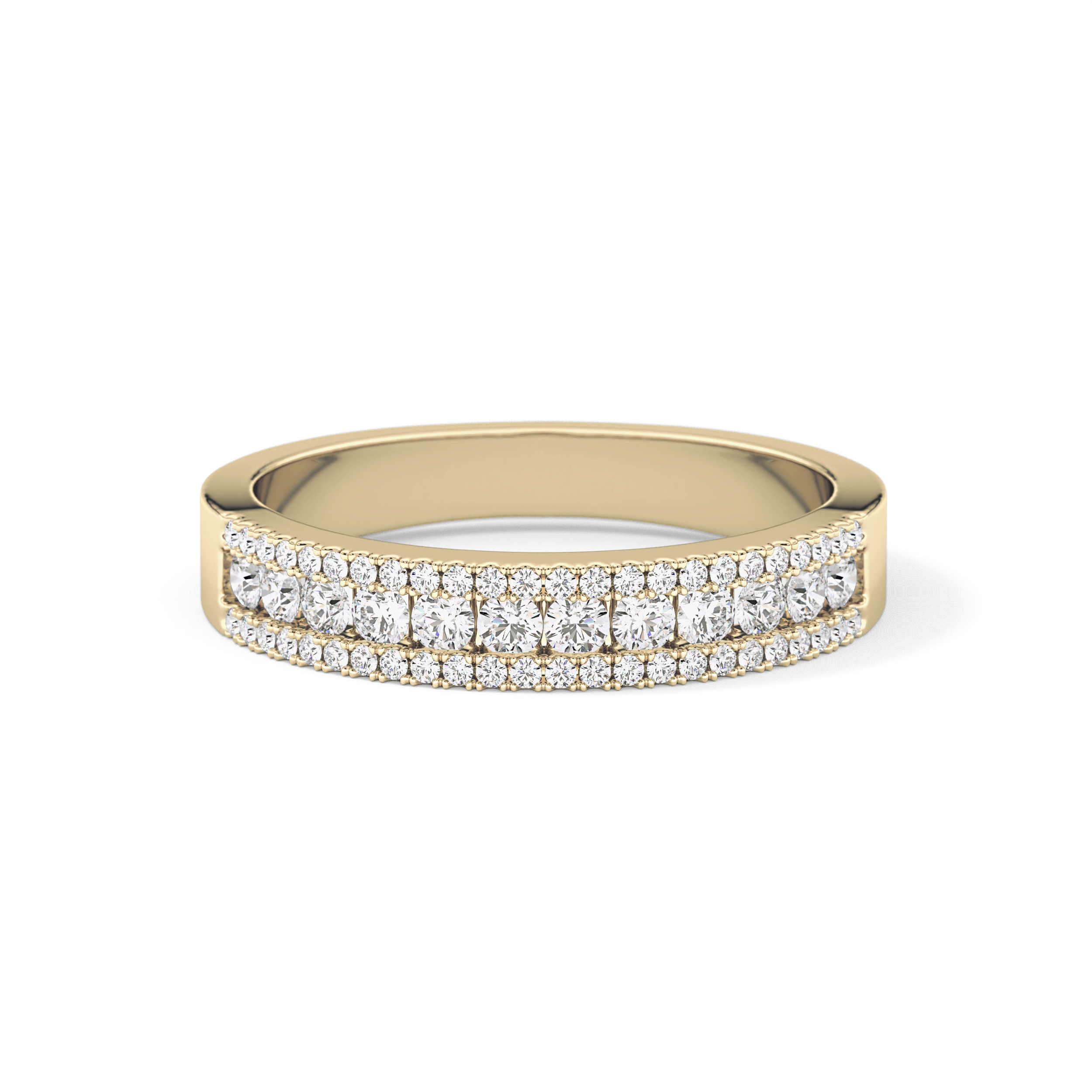 Half Eternity Wedding Band with 0.6 TCW Round Cut Moissanite – Yellow, White, or Rose Gold