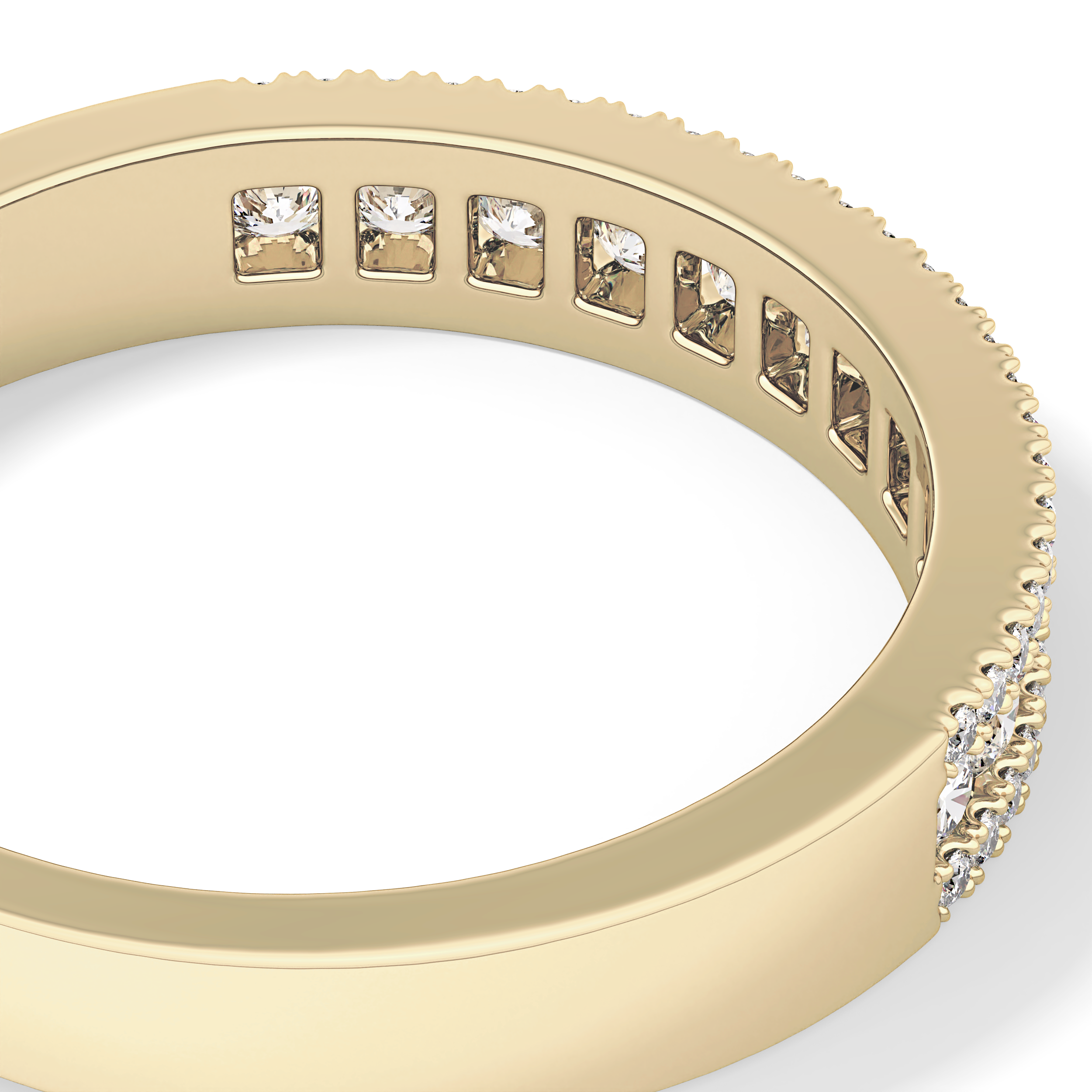 Half Eternity Wedding Band with 0.6 TCW Round Cut Moissanite – Yellow, White, or Rose Gold